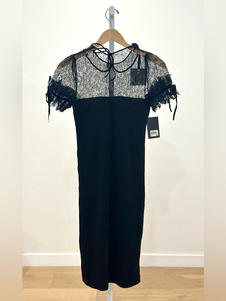 Extremely Rare Red Valentino Black Lace Trimmed Wool Dress Nwt Size L — image 6 of 8